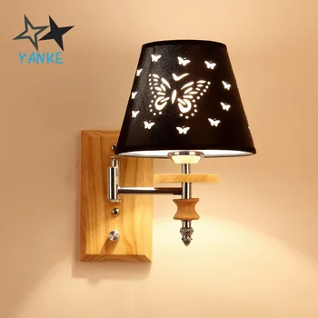 

Modern Simple Wall Lamp Solid Wood Bedroom LED Reading Lamp Room Decoration Corridor Hotel Fabric Bedside Lamp Lamp