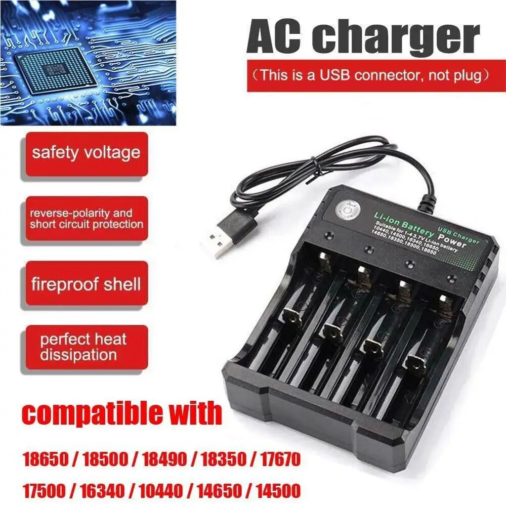 

3.7V 18650 Charger Li-ion battery USB independent charging portable electronic cigarette 18350 16340 14500 battery charger