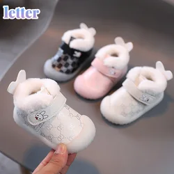 Inverno meninos sapatos de caminhada do bebê para crianças outono e inverno sola macia sapatos esportivos para meninas com lã bebê algodão sapatos