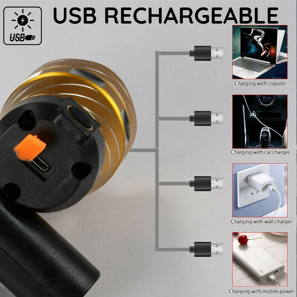 2020 HOT 65x43x75mm Zoomable T6 LED Bicycle Light Bike Front Lamp Torch Headlight with USB Rechargeable Built-in Battery