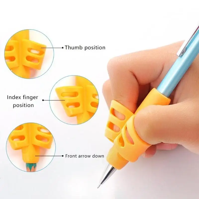 3Pcs Tools Two Finger Pencil Holder Ergonomic Non-toxic Writing Aid Grip Silicone Grip Soft Training Posture Correction Children