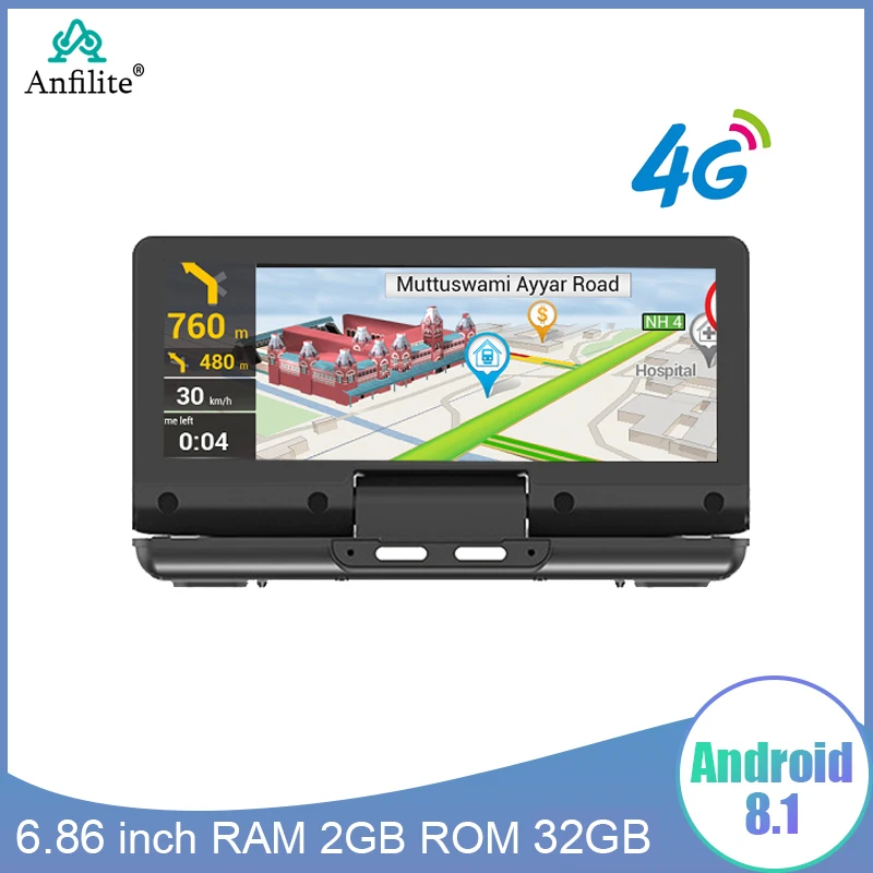 

Android 4G 6.86'' ADAS Car DVR Dash Cam FHD 1080P DVRs GPS Rear Camera G-sensor Dual Lens Automatic recording Rear View Car DVRs