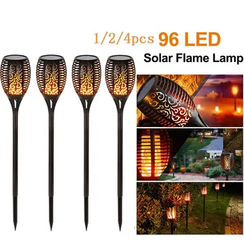 

New 96 Led Solar Flame Lamp IP65 Waterproof For Garden Landscape Decor Garden Lawn Light Landscape Lights 1/2/3/4Pcs