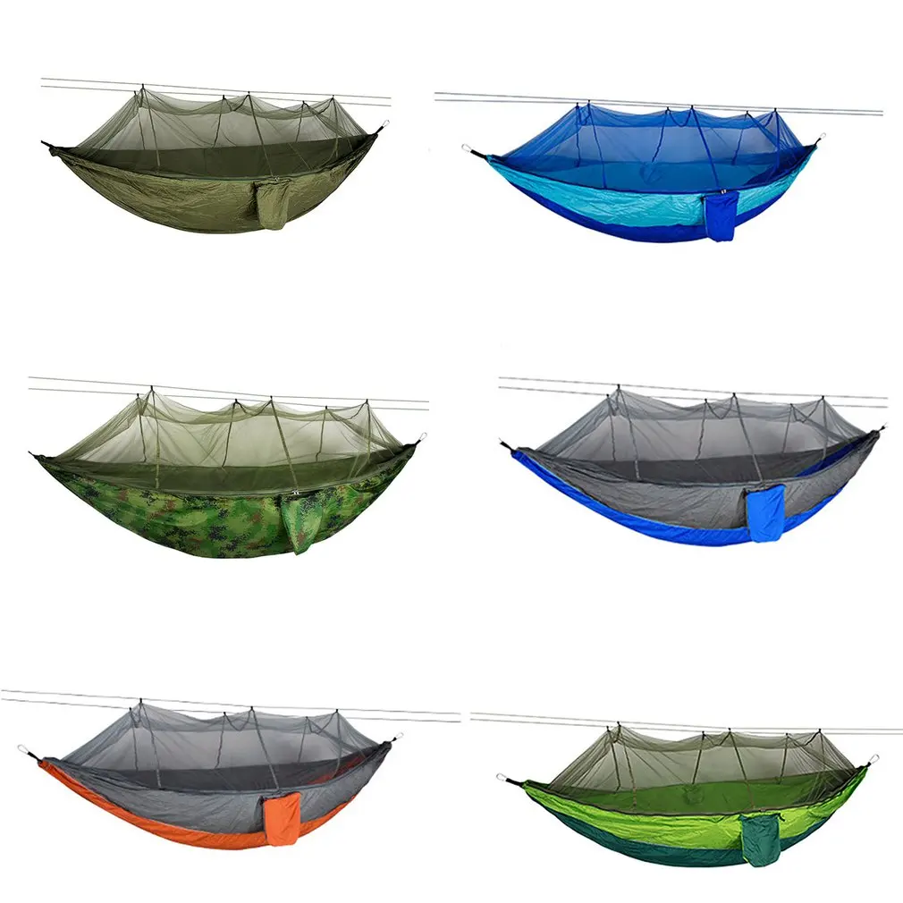 Double 210T Nylon Outdoor Mosquito-proof Aerial Camping Hammock Breathable Anti-mosquito Durable Hammock