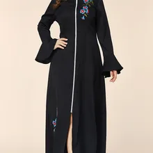 Большие длинные юбки на молнии с вышивкой в арабском стиле, осенне-зимнее плотное платье из плотной ткани с длинным рукавом, облегающее женское платье без шарфа