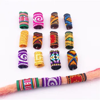 

10PCS/Pack Colorful Mix Fabric Hair Braid Dread Dreadlock Beads Rings Tube Approx 5-7mm Hole Size