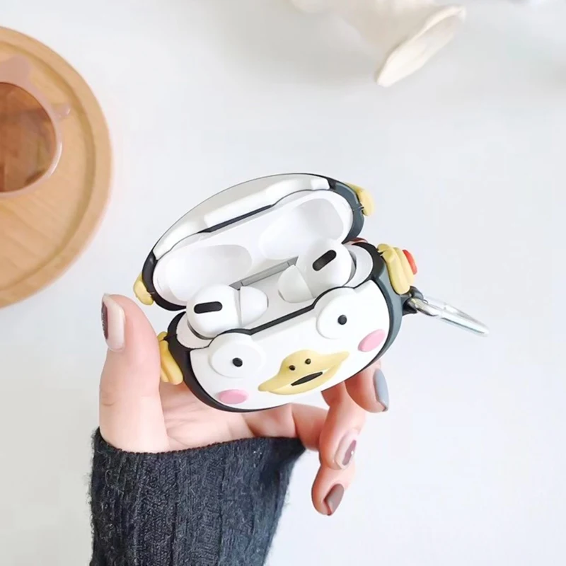 3D чехол для наушников с пингвином для Airpods Pro, силиконовый чехол, милый чехол для Apple AirPods 3, чехол, водонепроницаемая защитная коробка