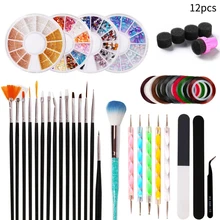 12 шт многофункциональная губка для маникюра, набор инструментов для дизайна ногтей, практичный Пинцет для педикюра, расческа для полировки, модный дизайн