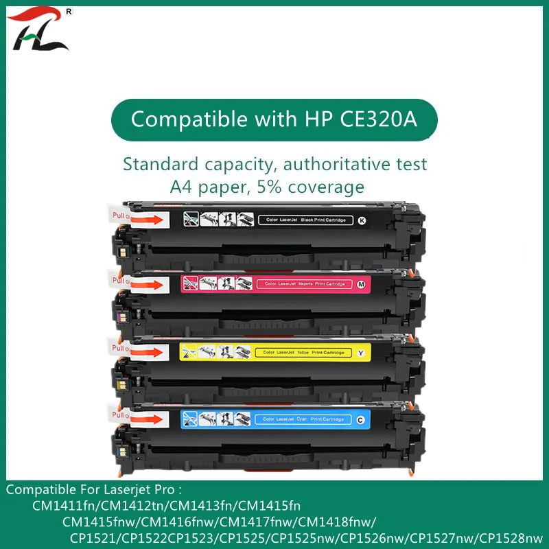 Тонер-картридж YI LE CAI совместимый с 128A 320a ce320 CE320A CE321A CE322A CE323A для HP LaserJet CP1525n/CP1525nwPro
