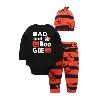 

Baby Clothes Newborn Baby Romper Sets Toddler Halloween Outfits Long Sleeve Romper Pumpkin Pants Hat Set 3pcs for Infants