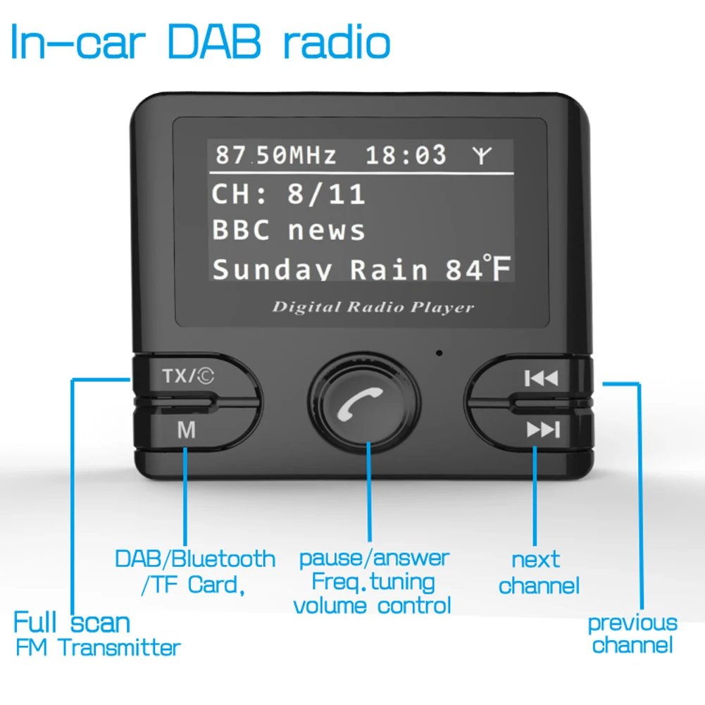 Мини DAB цифровой радиоприемник Bluetooth MP3 музыкальный плеер fm-передатчик адаптер Красочный ЖК-экран для автомобиля аксессуары
