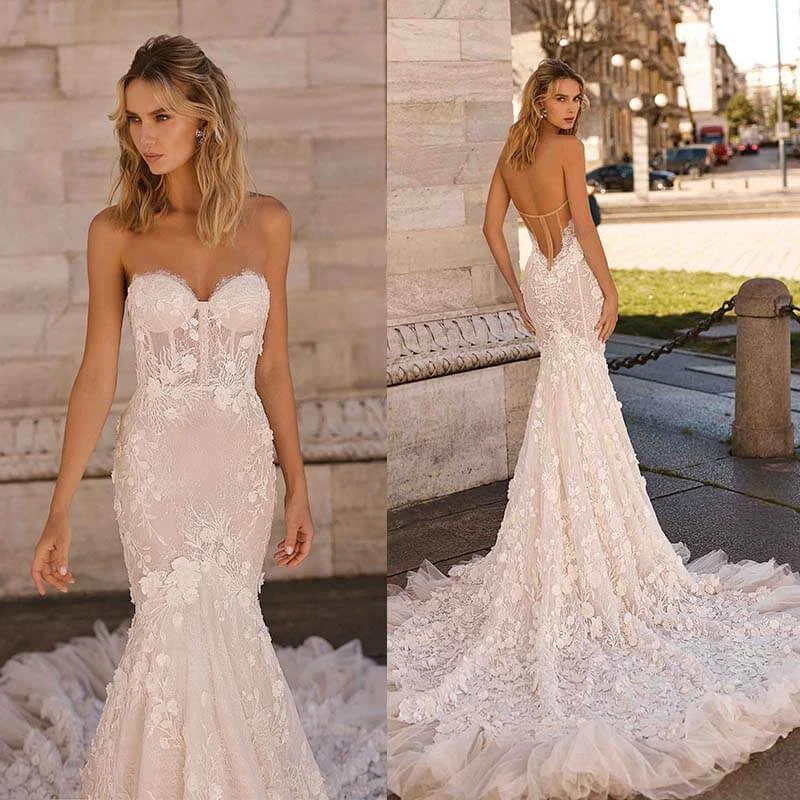 Backless strapless wedding dress Clearance