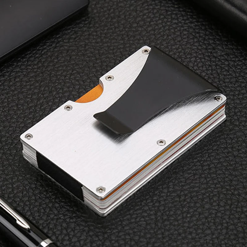 LILY QUEEN для мужчин женщин RFID кредитный держатель для карт визитных карточек чехол из цельного металла коробка большой емкости - Цвет: Серебристый