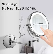 Aliexpress - Big Size 8 Inch Bathroom Mirror Folding Extend Arm, 2-Sided Touch LED, Wall Mounted Vanity Makeup Mirror 3/5/10X Magnification