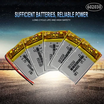 

5pcs 3.7V 300mAh 602030 Lithium Polymer Li-Po Rechargeable Battery For Smart Watch PSP LED Lamp RC Helicopter