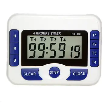 

LCD Digital 4-Channel Independent Group Timer Countdown Magnetic Kitchen Timer Practical Cooking Alarm Clock
