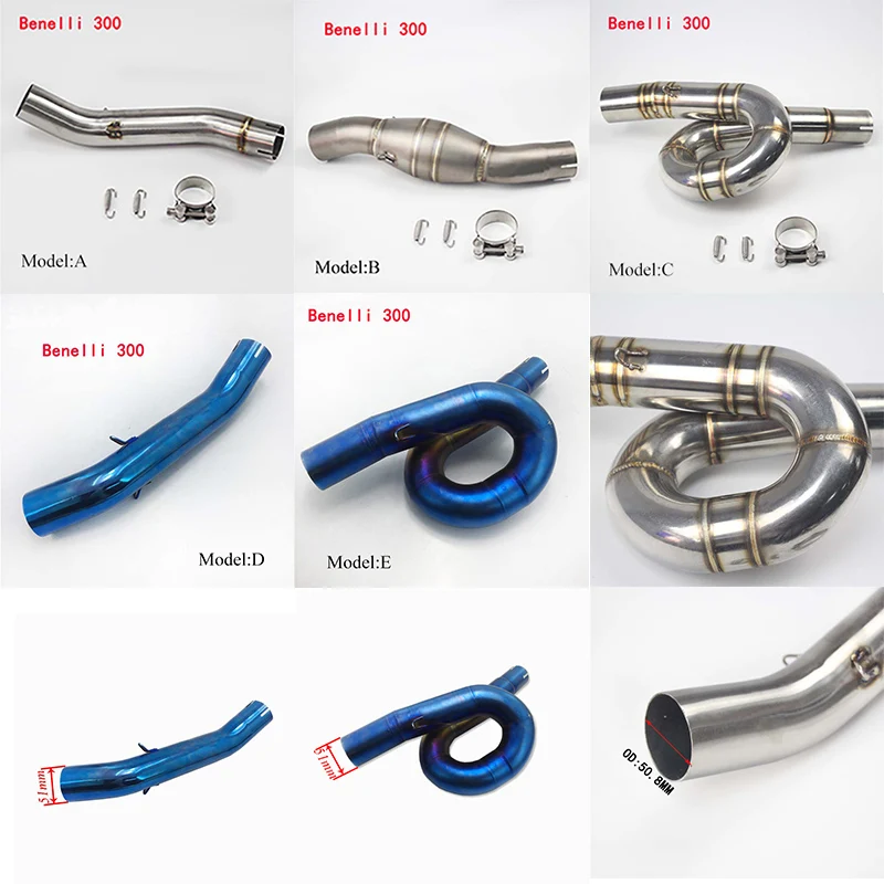 

For Benelli 300 Motorcycle Exhaust System Pipe Mid Link Pipe 51mm Exhaust System Middle Conneect Tube Dirt Bike Modified Escape