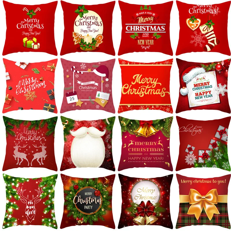 

Red Christmas Peach Skin Plush Hug Pillow Case 2019 Home Furnishing Articles Sofa By Pillow Case decorative throw pillowscushion