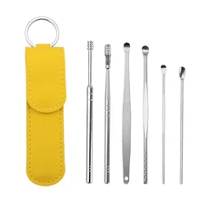 6/7Pcs Ear Pick Set Stainless Steel Ear Wax Pickers Spiral Spring Ear Cleaner Spoon Earwax Removal Curette Ear Health Clean Tool