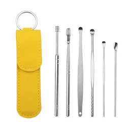 6/7Pcs Ear Pick Set Stainless Steel Ear Wax Pickers Spiral Spring Ear Cleaner Spoon Earwax Removal Curette Ear Health Clean Tool