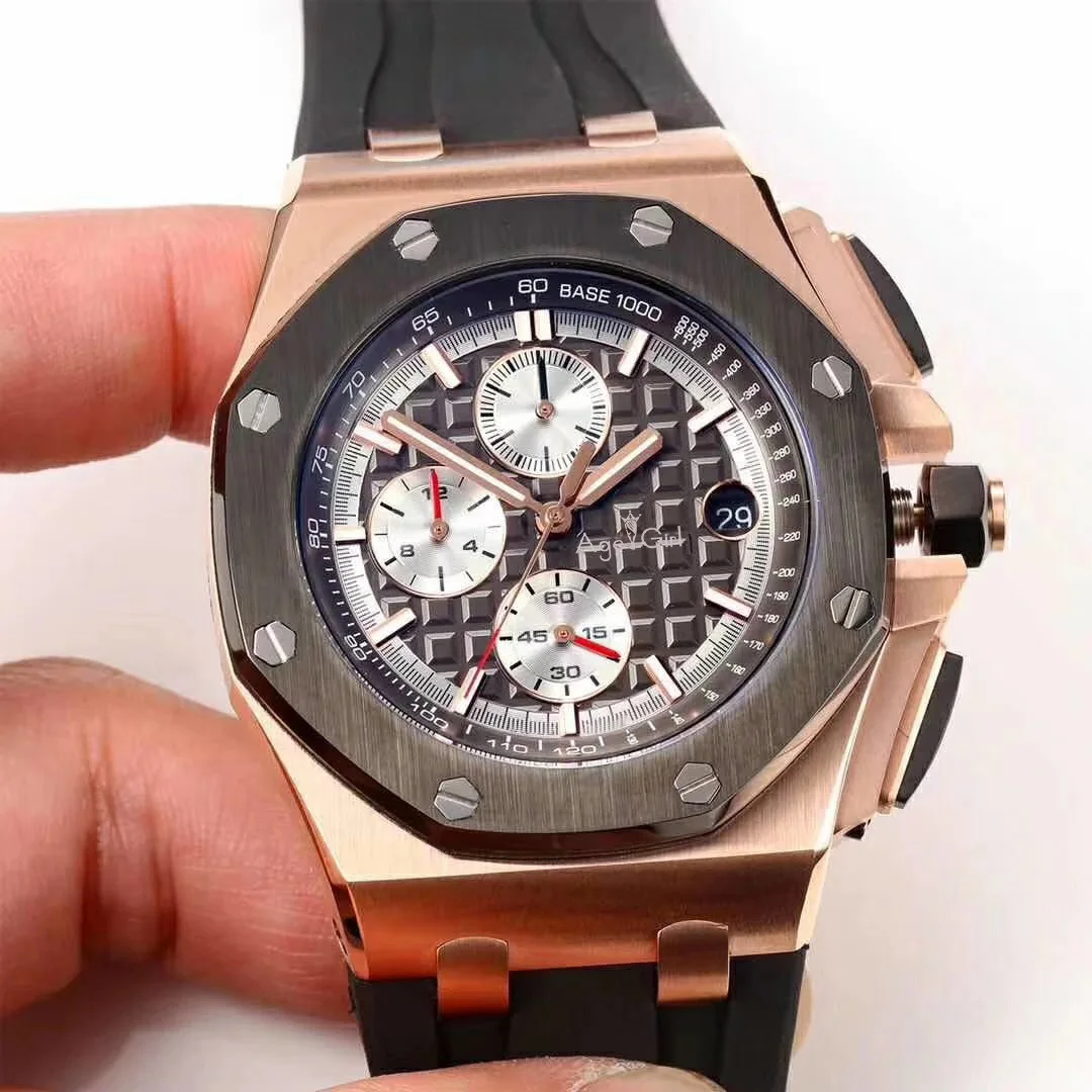 Роскошные брендовые новые кварцевые хронограф мужские часы секундомер Lebron James сапфир часы со стразами розовое золото черный синий Резина AAA - Цвет: 5