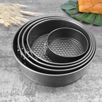 

1Pcs Round Carbon Steel Mold Non-stick Bulk Cakes Live Bottom Pull Buckle Tray Removable Kitchen Utensil Home Kitchen Tools