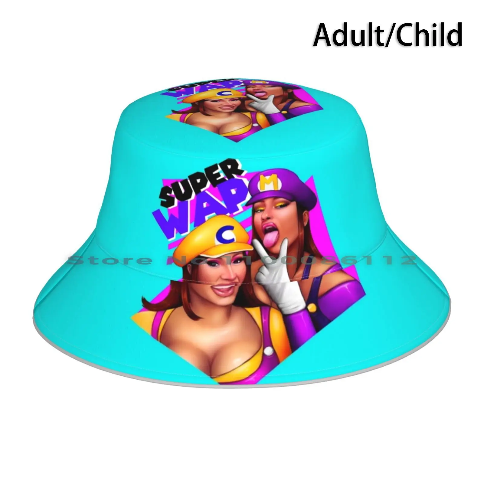 Super Wap V2 Cappello Da Pescatore Berretto Da Sole Wap Megtheestallion Rap Cardi B Wario Waluigi N64 Nerd Strano Divertente Pieghevole Pescatore All'