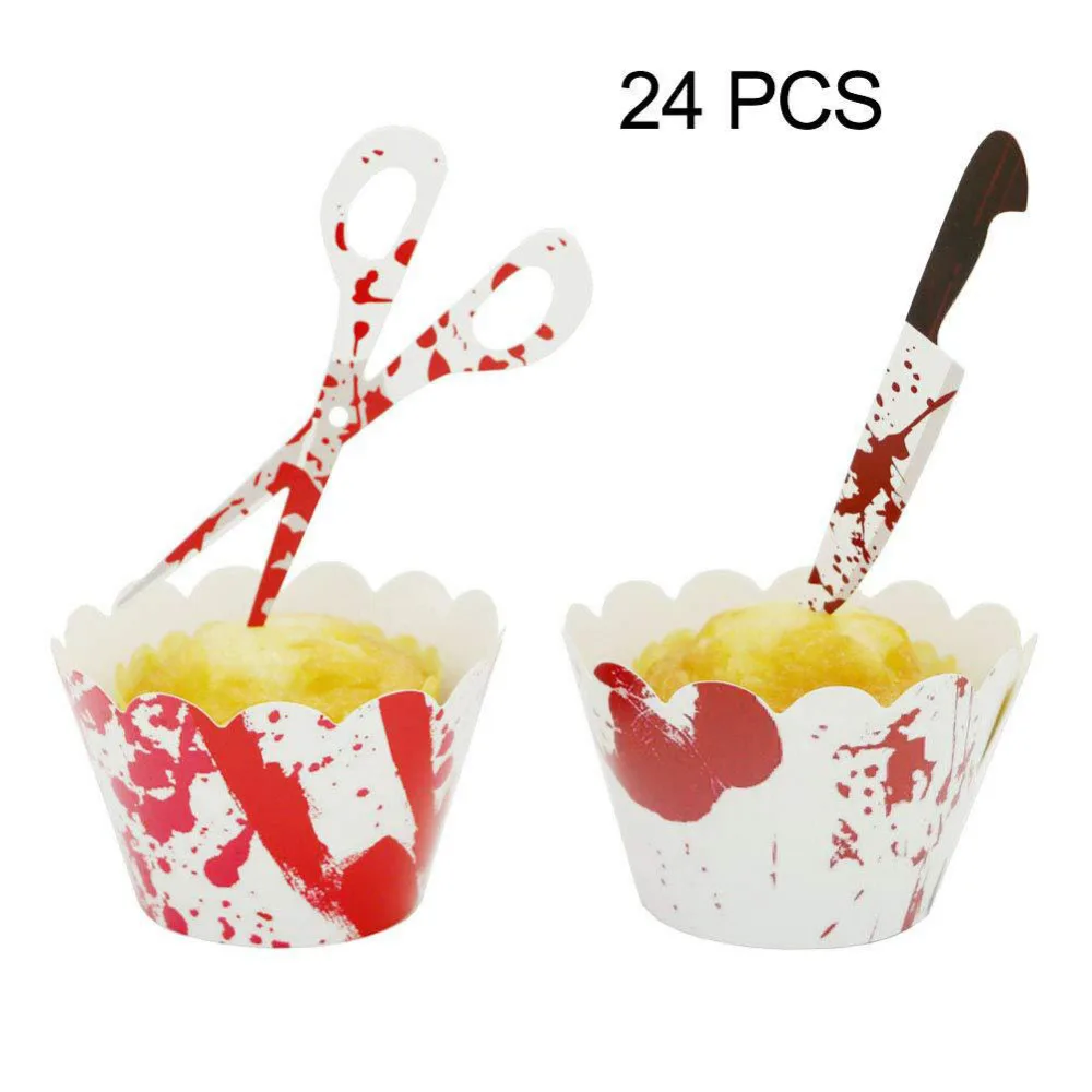 

12/24/48pcs Halloween Cake Insert Halloween Decoration Theme Series Shapes Cake Insert Party Cake Party Decorations supplies