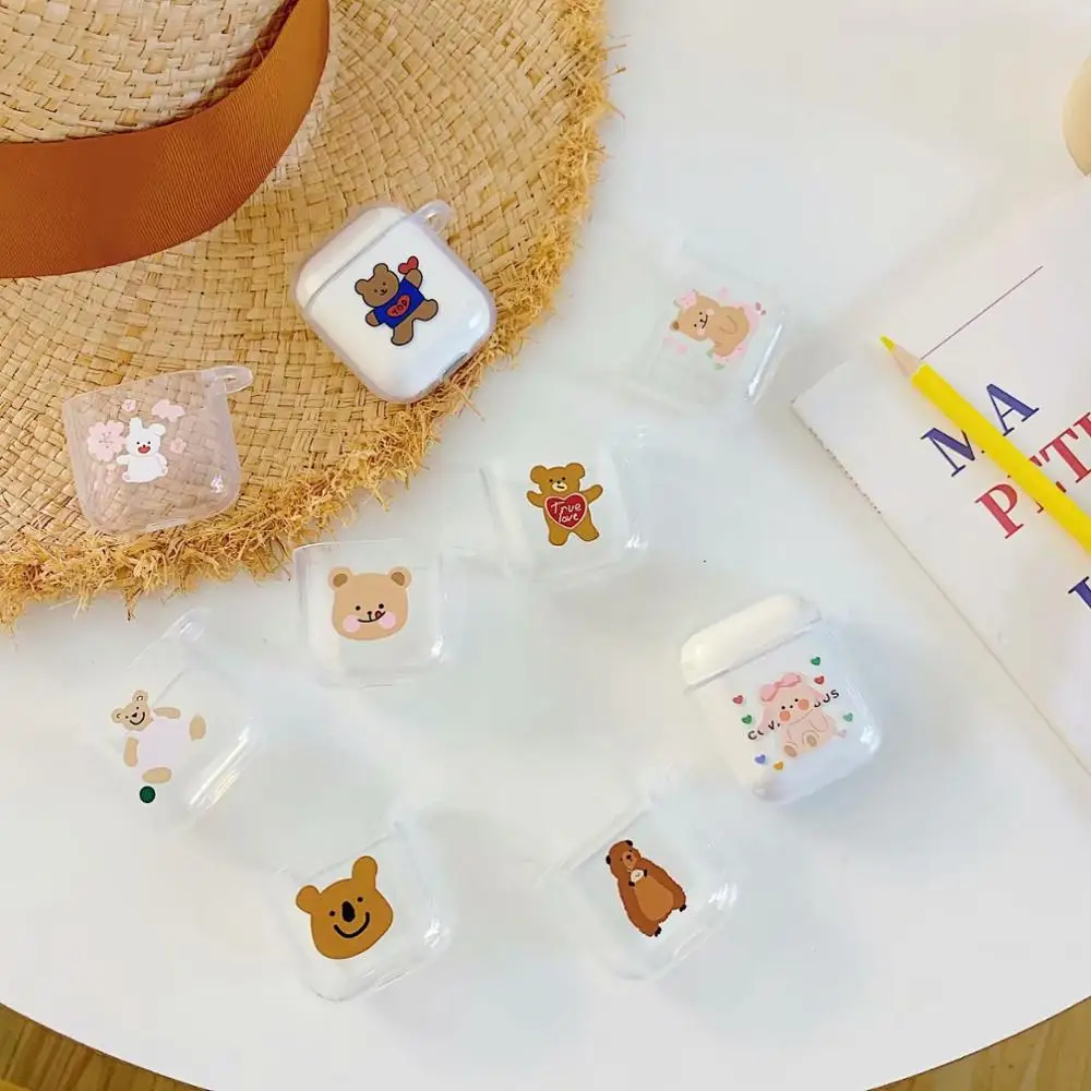 

For AirPods Case Cute Cartoon Bear rabbit Pattern Earphone Cases For Apple Airpods 2 ins Style Funny Soft Silicone Protect Cover