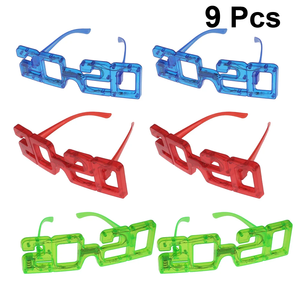 

9Pcs 2020 LED Light Up Glasses LED Plastic Sunglasses Light Up Toy For Christmas New Year Party Decorations Kids Gift