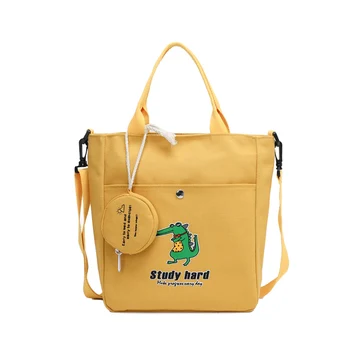 

Hot sale new canvas female handbag fashion 4 color cartoon mother and daughter shopping bag