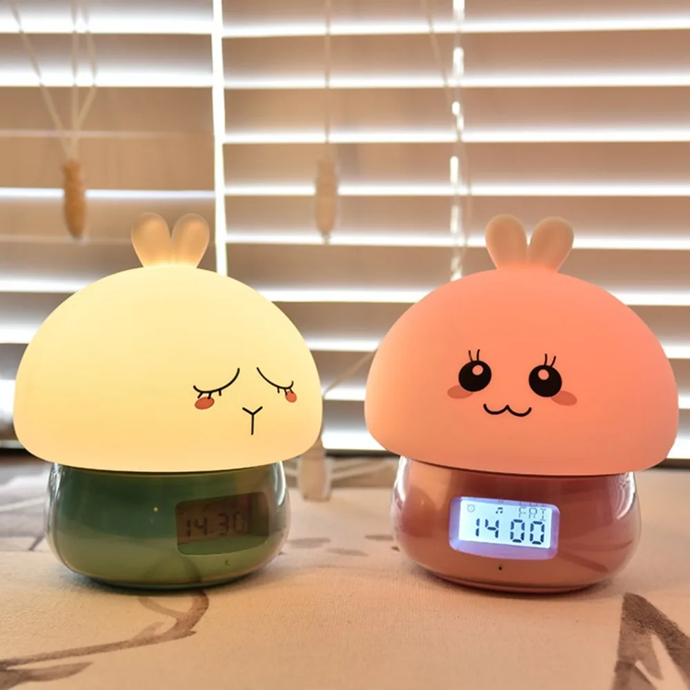 Kawaii Cute Cartoon Design Multifunctional Alarm Clock Wake Up Night Light Remote Control Desktop Recording Light Lamp