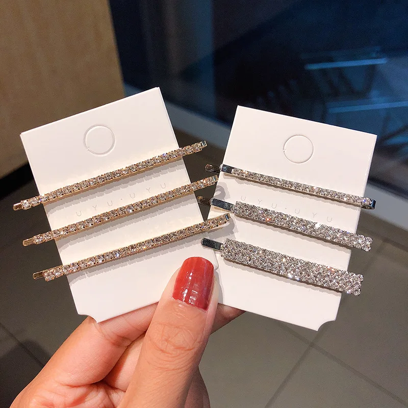 

4Pcs/Set Women Luxury Shining Crystals Barrettes Sweet Party Hair Ornament Hairpins Side Clips Headband Fashion Hair Accessories