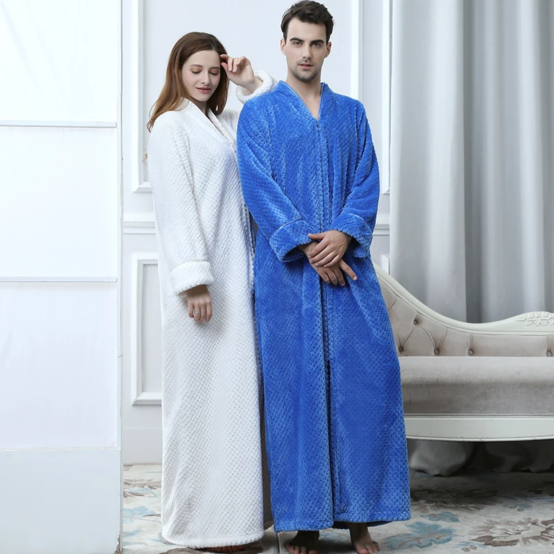 

Kigurumi Winter Robe Bathrobe Men Women Loose Large Size Extra Long Bath Robes Male Zipper Flannel Thick Warm Dressing Gown