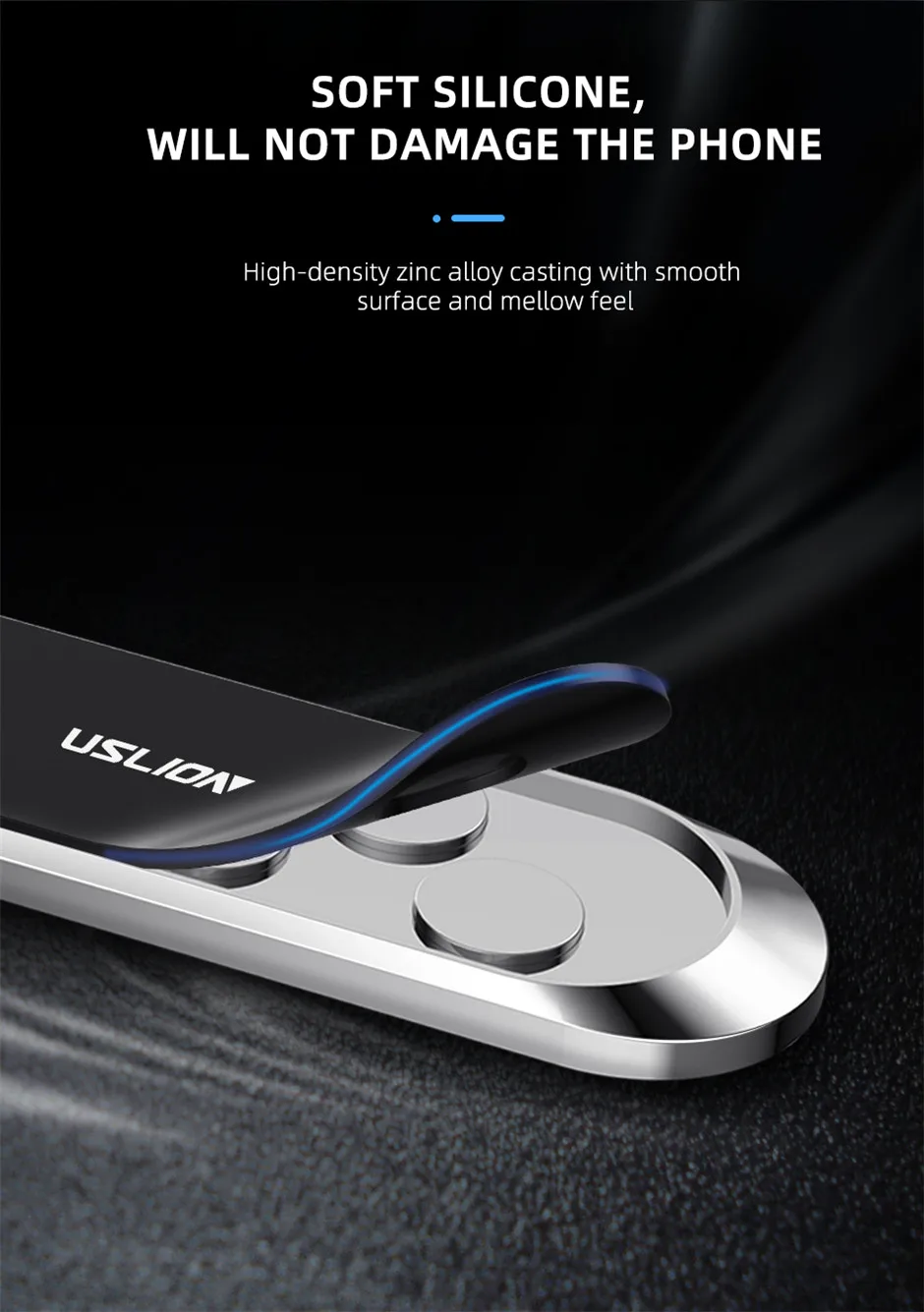 mobile finger holder USLION mini Strip Magnetic Car Phone Paste Holder Stand For iPhone Samsung Xiaomi Wall Zinc Alloy Magnet GPS Car Mount Dashboard phone stand for desk