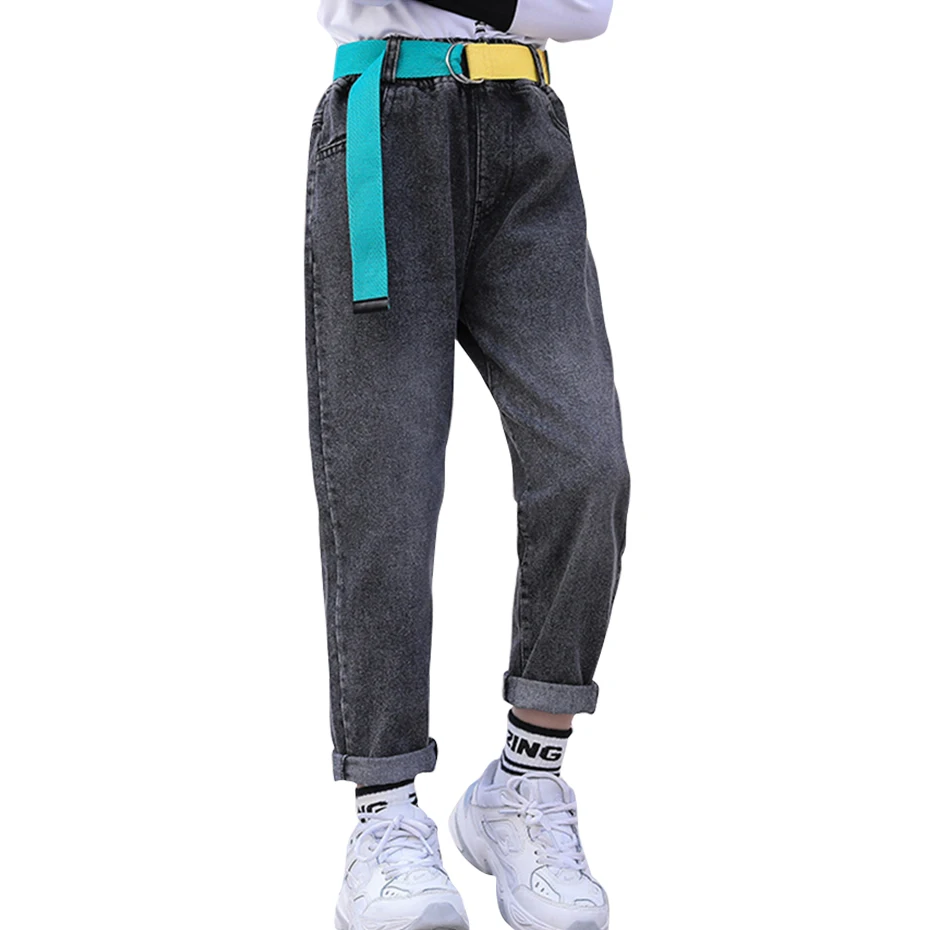 Pantalones vaqueros con fajas para niñas, ropa de estilo informal para niños, para primavera y otoño, 6, 8, 10, 12, 14