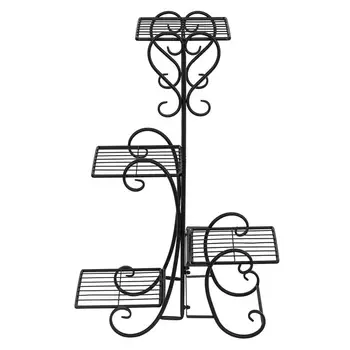 

4 Potted Square Flower Metal Shelves Plant Pot Stand Decoration For Indoor Outdoor Garden Black Plant Stand