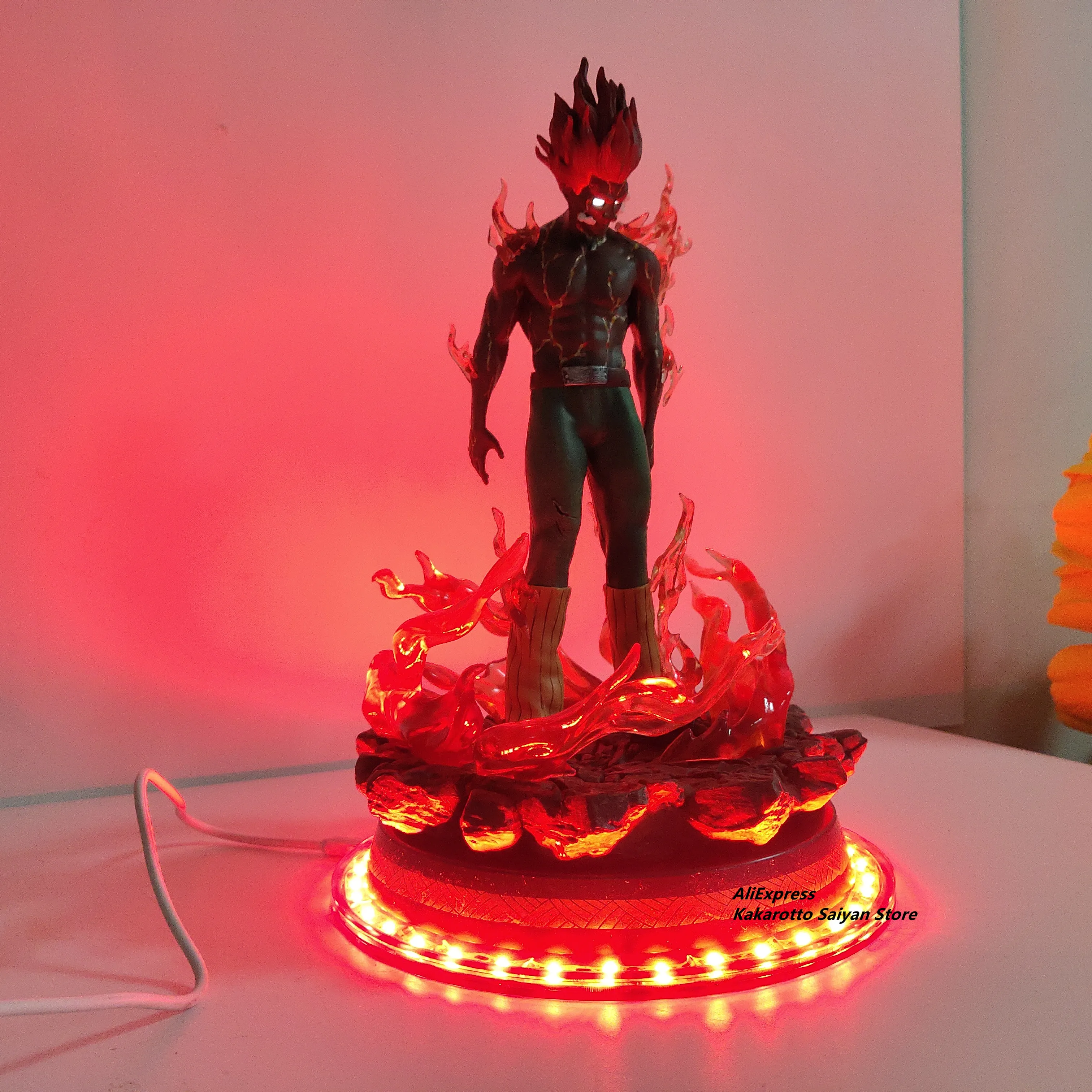 Наруто может Guy статуя Led база ПВХ фигурка Аниме Наруто Shippuden может Guy Led глаза фигурка модель игрушки