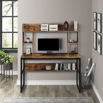 

Home Office computer desk with Storage Hutch and double bookcase