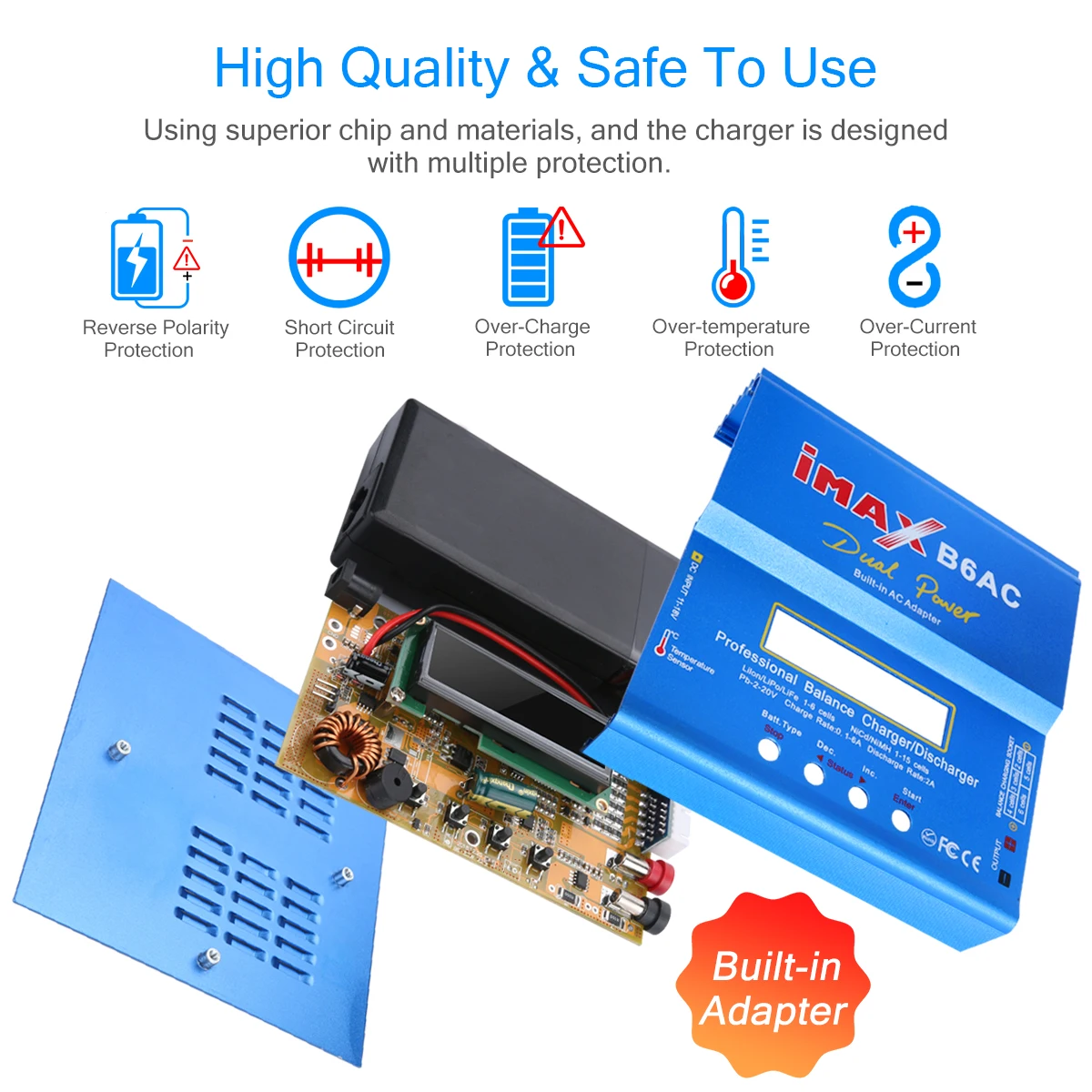HTRC IMAX B6AC 80W RC Charger B6 AC 6A Balance Charger with Digital LCD Screen Li-ion LiFe Nimh Nicd PB Lipo Battery Discharger battery charger charger adapter battery charger adapter