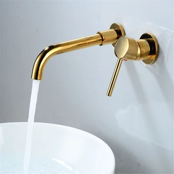 

Modern Wall-Mount Mixer Tap Bathroom Sink Faucet Swivel Wall Spout Bath