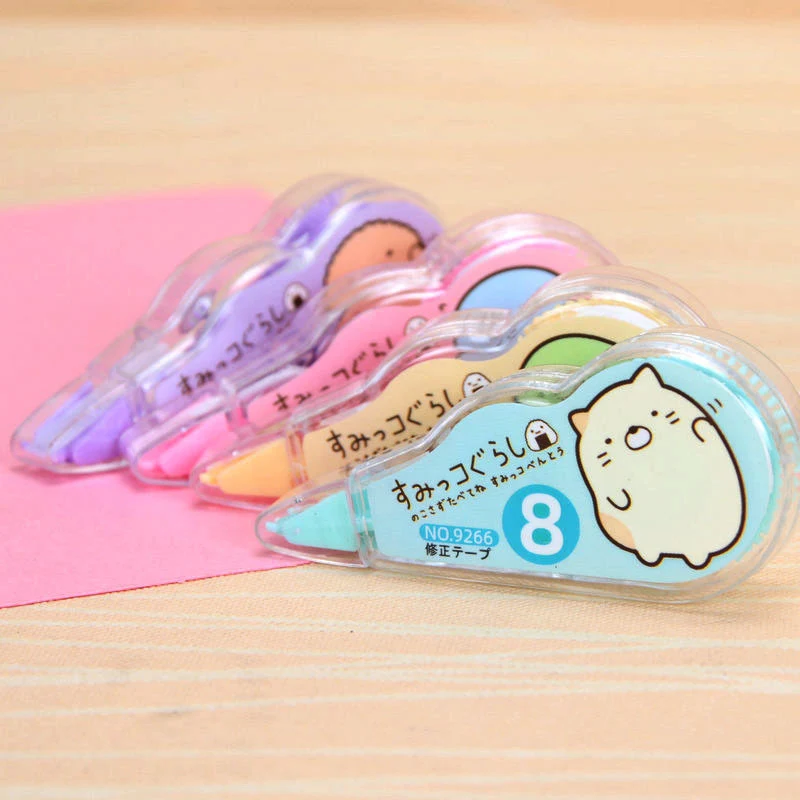4 шт./компл. 5 мм* 3 м Kawaii Sumikko Корректирующая лента милые ленты с рисунком школа письменный корректор инструмент канцелярские принадлежности канцелярские товары