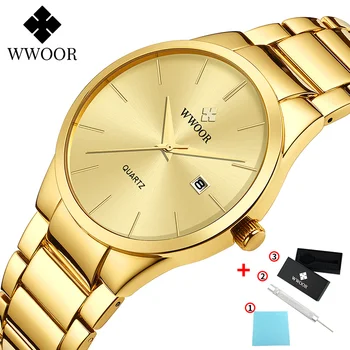 

Reloj Hombre 2020 Men's Watches WWOOR Top Brand Luxury Gold Quartz Date Watch Men Sport Waterproof Wrist Watch relogio masculino