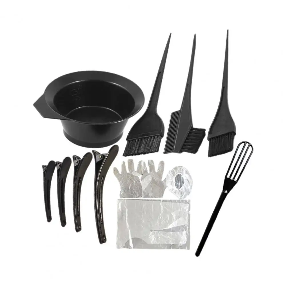 12Pcs/Set Versatile Hair Coloring Tool Reusable Lightweight Hair Coloring Supplies Tinting Bowl Dye Brush Gloves Tools