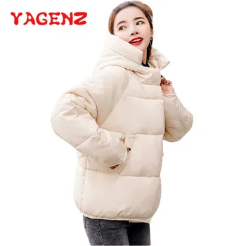 

YAGENZ Korean Winter Jacket Women Short Parka Black Snow Coats Female Down Cotton Hooded Coat Plus size Womens Short Parka 491