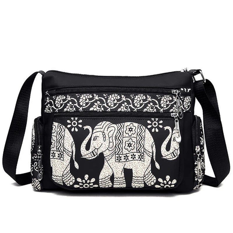 Yogodlns Высококачественная нейлоновая Холщовая Сумка на плечо для женщин клатч сумочка маленькая традиционная сумка-мессенджер с принтом слона