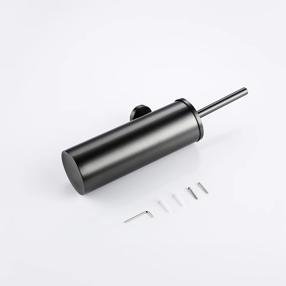 Toilet Brush Set Bagnolux Stainless Steel Gray Round With Protective Bucket Toilet Brush WC Durable Type Bathroom Accessories toilet brush set