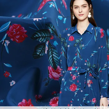 

114 cm wide natural silk fabric for dress meter drape printed silk crepe de chine fabric printed fabric wholesale silk cloth