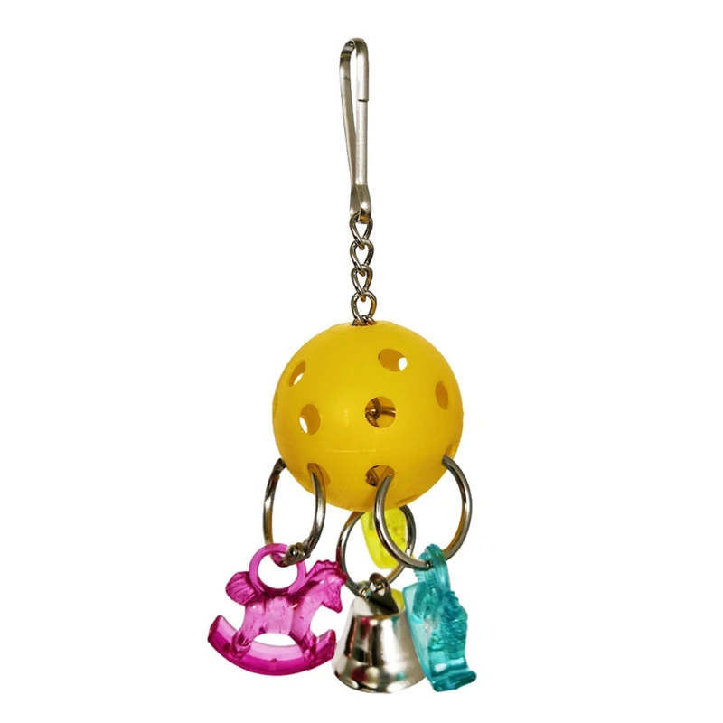 Жевательная игрушка для домашних животных, красочная игрушка для птиц, пластиковый шар, цепь для жевания, вращающееся кольцо с изображением лошади, шар для попугая - Цвет: YB