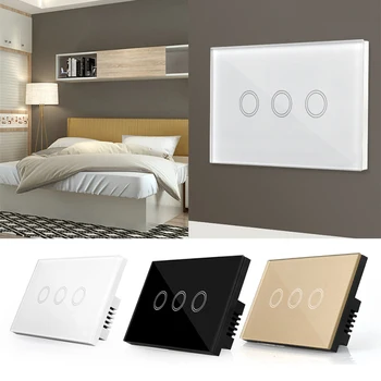 

120 Type 3 Gang Wall Light Switch Fireproof ABS Panel Smart Touch Switch Light Controller Switch Panel Home Hotel Office Supplie